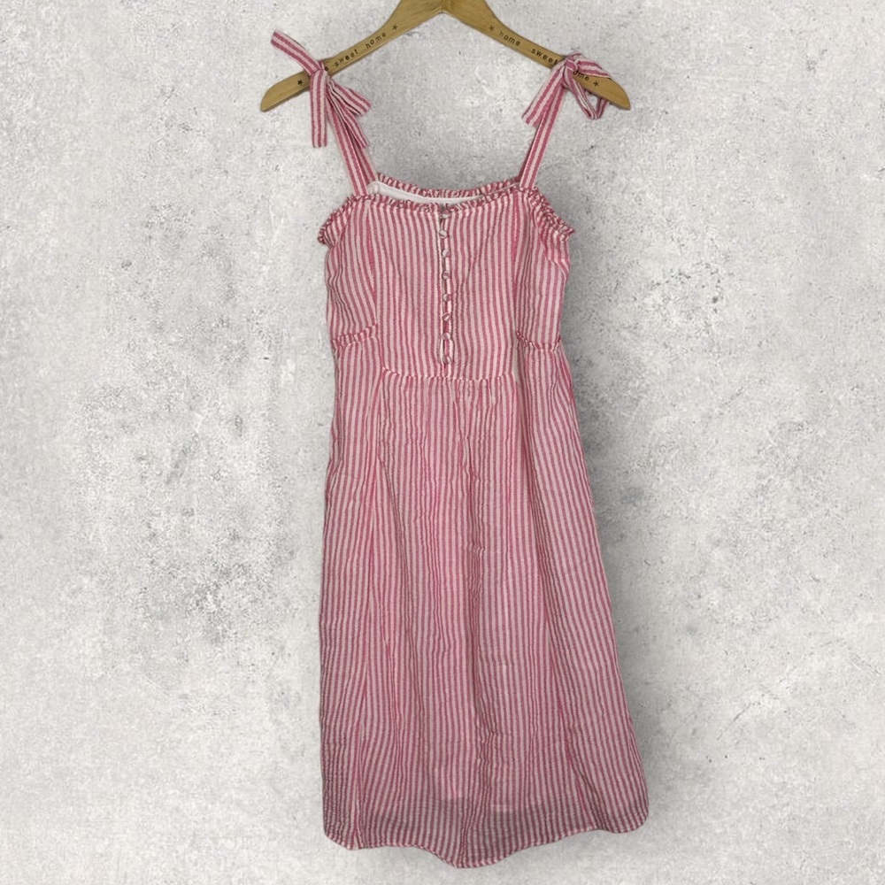 Sezane Juliette Pink Striped Midi Dress Size 34 French of US 2 Romantic Bohemian - Picture 12 of 13